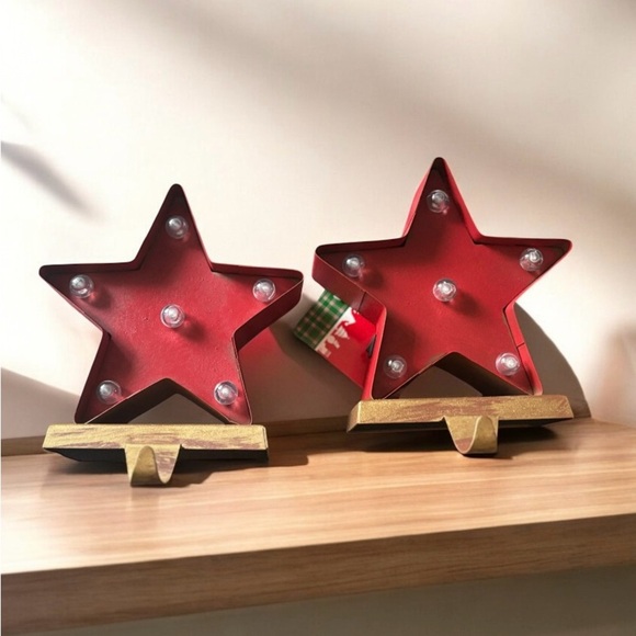 Christmas Stocking Holders Light up Star NWT - Picture 1 of 3